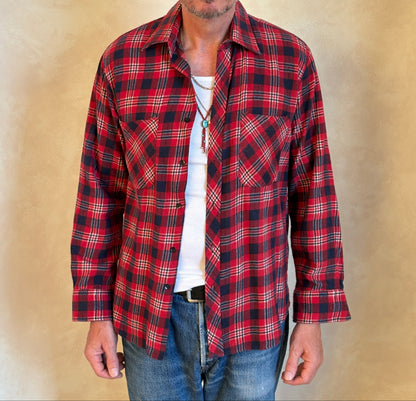 Size Med. Vintage 80s Flannel Plaid Shirt – Retro Grunge Workwear-AJ357 Studio
