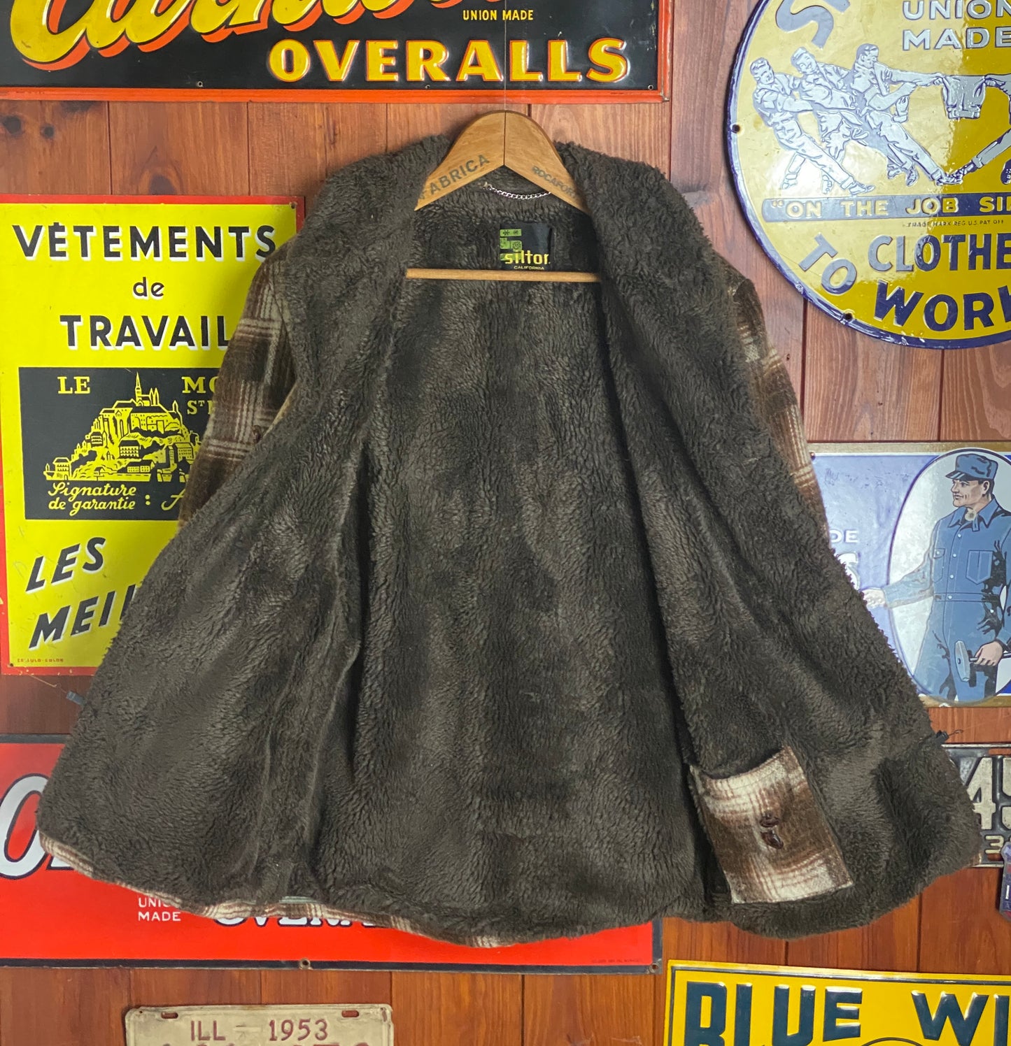 Vintage 70s plaid wool coat by Silton – classic winter style made in USA – size 44 us / 54 eu-AJ357 Studio