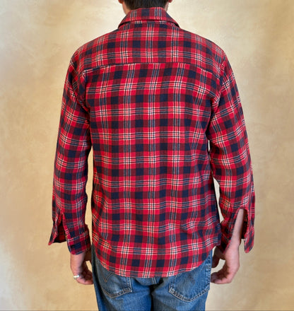 Size Med. Vintage 80s Flannel Plaid Shirt – Retro Grunge Workwear-AJ357 Studio