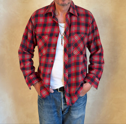 Size Med. Vintage 80s Flannel Plaid Shirt – Retro Grunge Workwear-AJ357 Studio