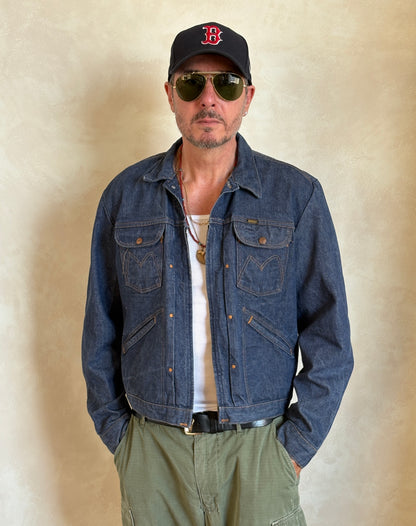 Size 46US / 56EU. Authentic 24MJZ Maverick Jacket – USA-Made Raw Denim Classic