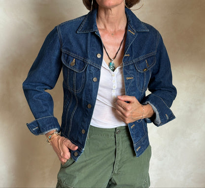 Size 34US / 44EU . Vintage 80s Lee Denim Jacket – 4 Pockets – Made in USA-AJ357 Studio