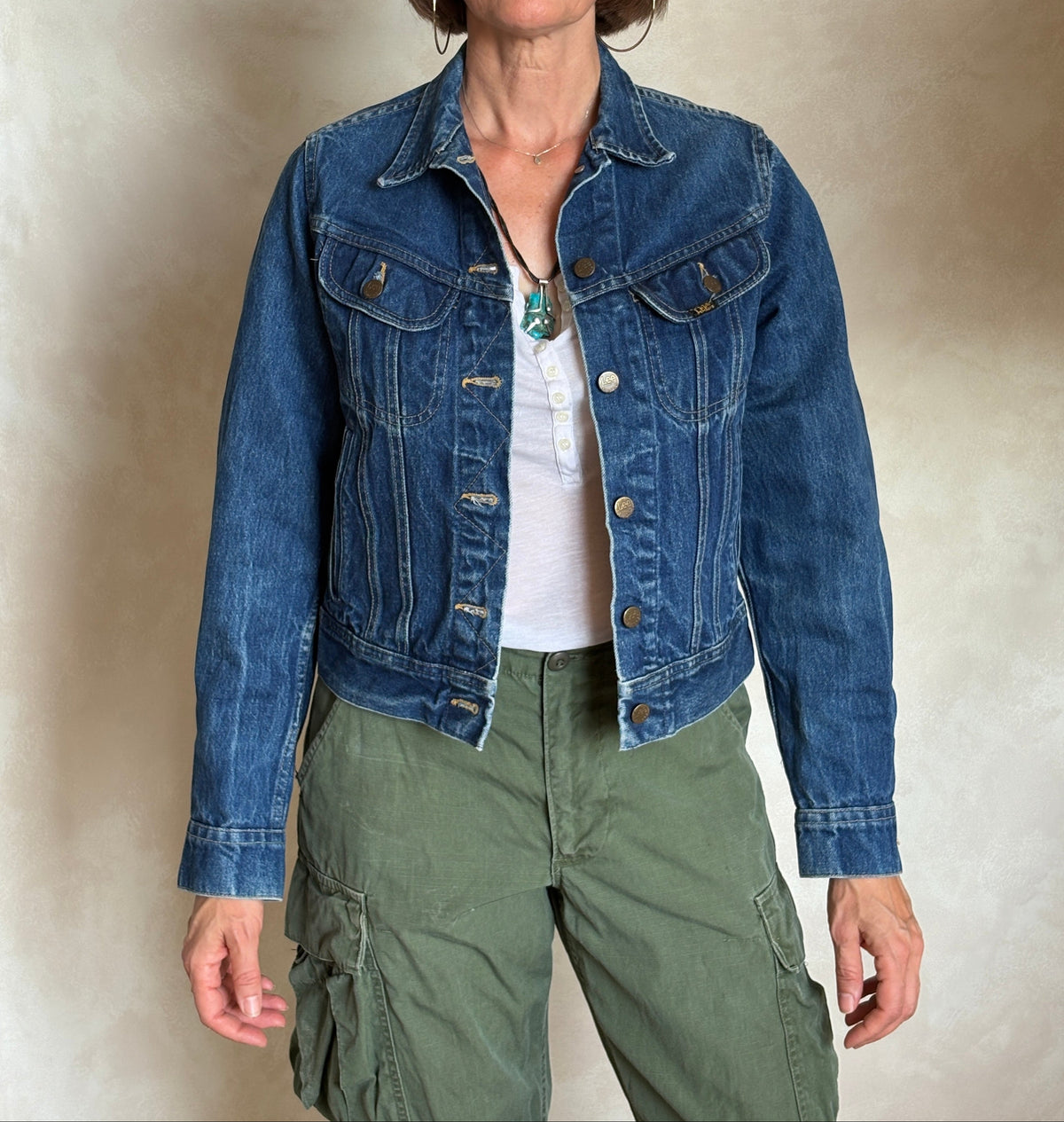 Size 34US / 44EU .Vintage 80s Lee Denim Jacket – 4 Pockets – Made in USA-AJ357 Studio