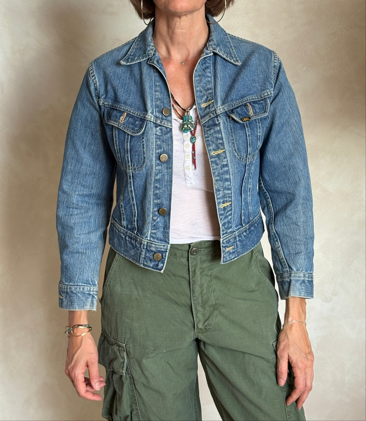 Size 34US / 44EU. Vintage 80s Lee Union Made Denim Shirt – 2 Pockets – Made in USA-AJ357 Studio