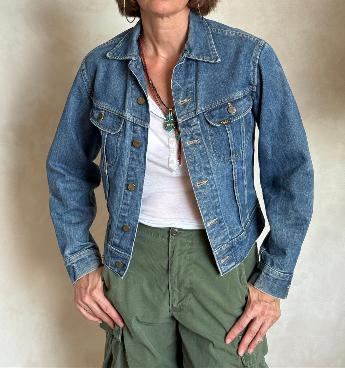 Size 34US / 44EU .Vintage 70s Lee Denim Jacket – Union Made – 2 Pockets – Made in USA-AJ357 Studio