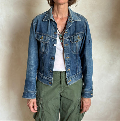 Size 34-36US / 44-46EU . Vintage 80s Lee Denim Jacket – 2 Pockets – Made in USA-AJ357 Studio