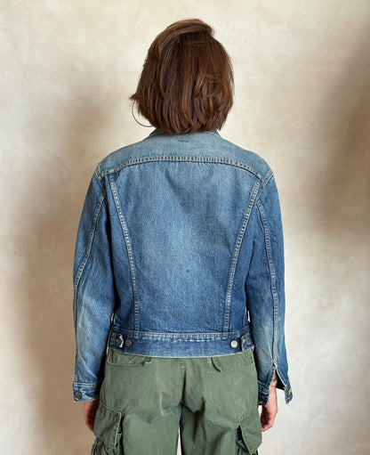 Size 34-36US / 44-46EU . Vintage 80s Lee Denim Jacket – 2 Pockets – Made in USA-AJ357 Studio