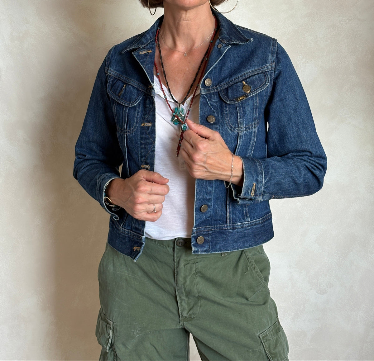 Size 5/6 USA .Vintage 70s Lee Denim Jacket – 2 Pockets – Made in USA-AJ357 Studio