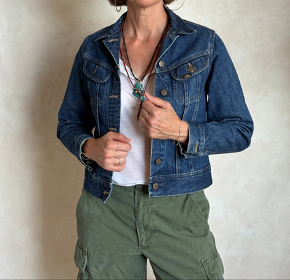 Size 5/6 USA .Vintage 70s Lee Denim Jacket – 2 Pockets – Made in USA-AJ357 Studio