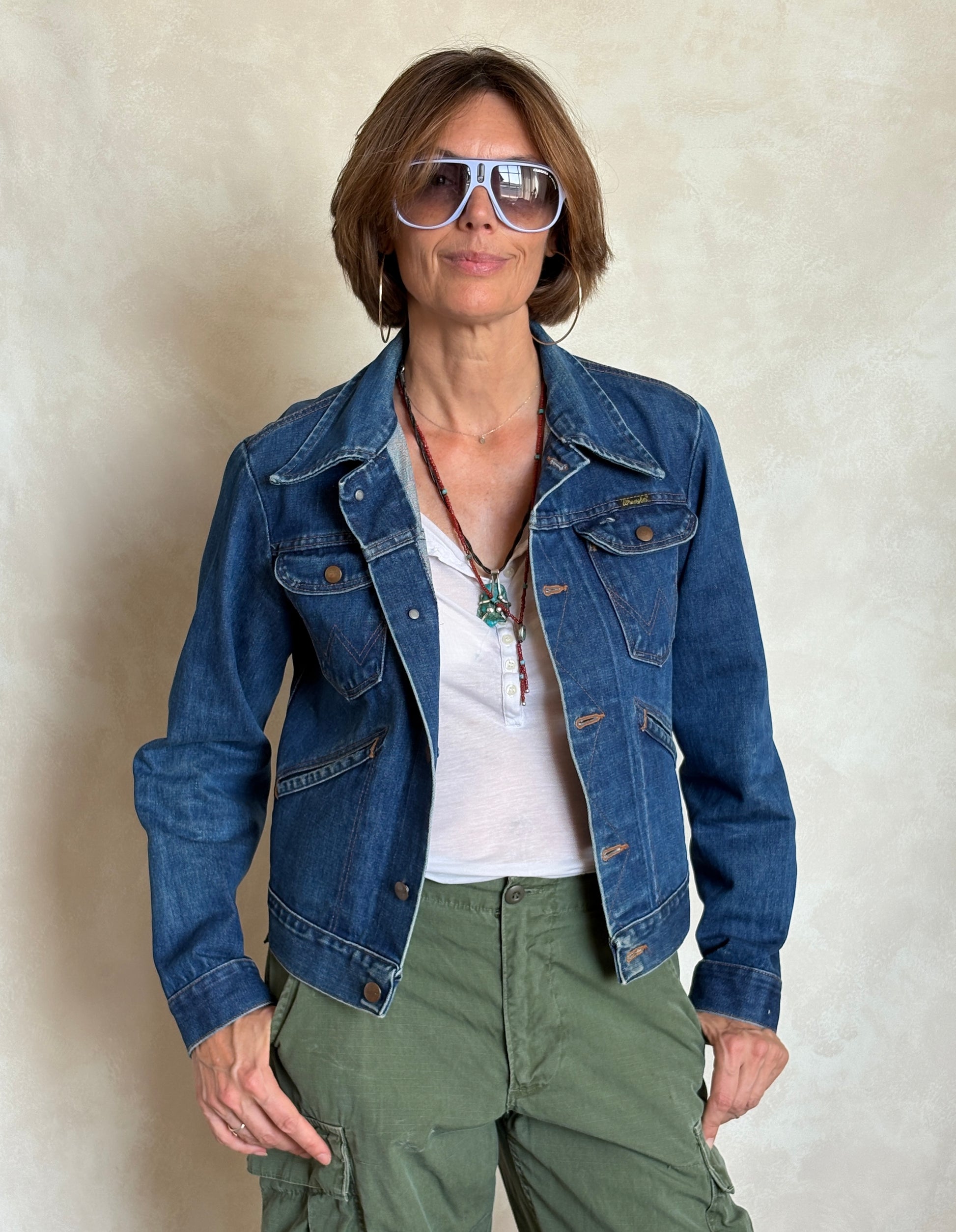 Vintage 70s Wrangler Denim Jacket | 4-Pocket Western Workwear Style | Made in USA | Classic Blue Jean Jacket | Size 36US/46EU | AJ357 Studio-AJ357 Studio