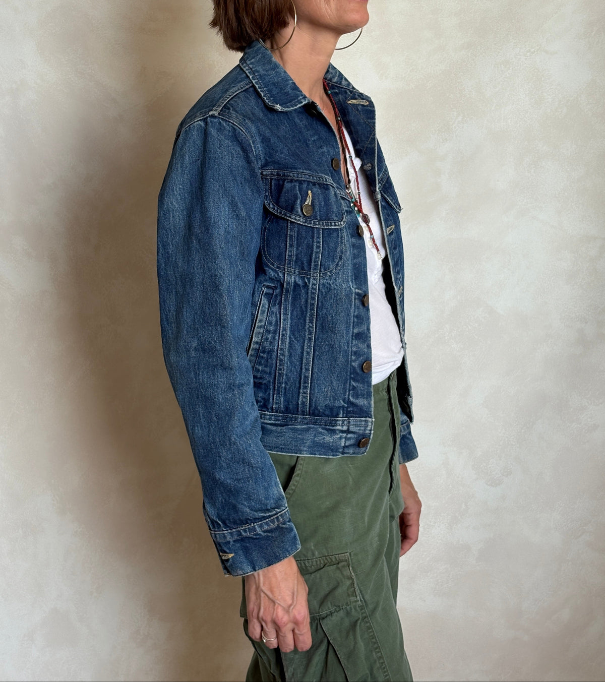 Size 34US / 44EU .Vintage 80s Lee Denim Jacket – 4Pockets – Made in USA-AJ357 Studio