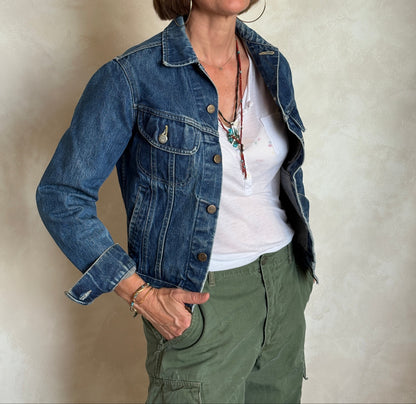 Size 34US / 44EU .Vintage 80s Lee Denim Jacket – 24Pockets – Made in USA-AJ357 Studio