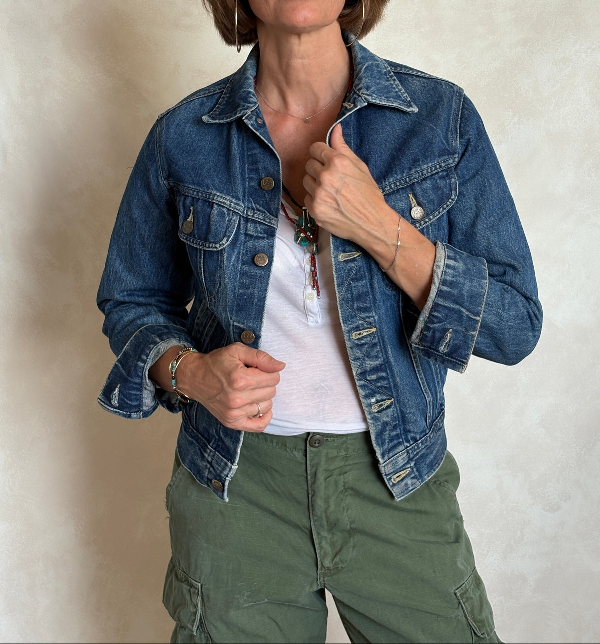 Size 34US / 44EU .Vintage 80s Lee Denim Jacket – 4Pockets – Made in USA-AJ357 Studio