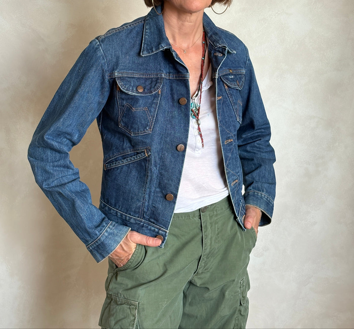 Size 34US /44EU USA .Vintage 80s Maverick Denim Jacket – 4 Pockets – Made in USA-AJ357 Studio