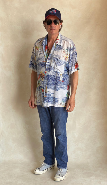 Size Medium. Vintage 90s Rayon Hawaiian shirt by Haggar-AJ357 Studio