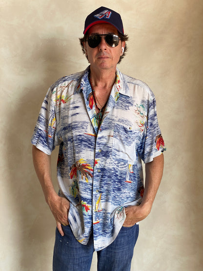Size Medium. Vintage 90s Rayon Hawaiian shirt by Haggar-AJ357 Studio