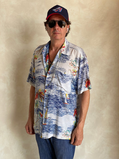 Size Medium. Vintage 90s Rayon Hawaiian shirt by Haggar-AJ357 Studio