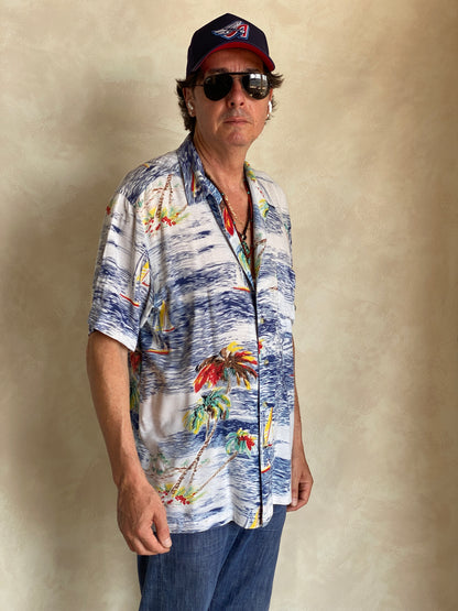 Size Medium. Vintage 90s Rayon Hawaiian shirt by Haggar-AJ357 Studio