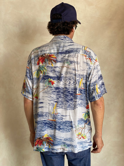 Size Medium. Vintage 90s Rayon Hawaiian shirt by Haggar-AJ357 Studio