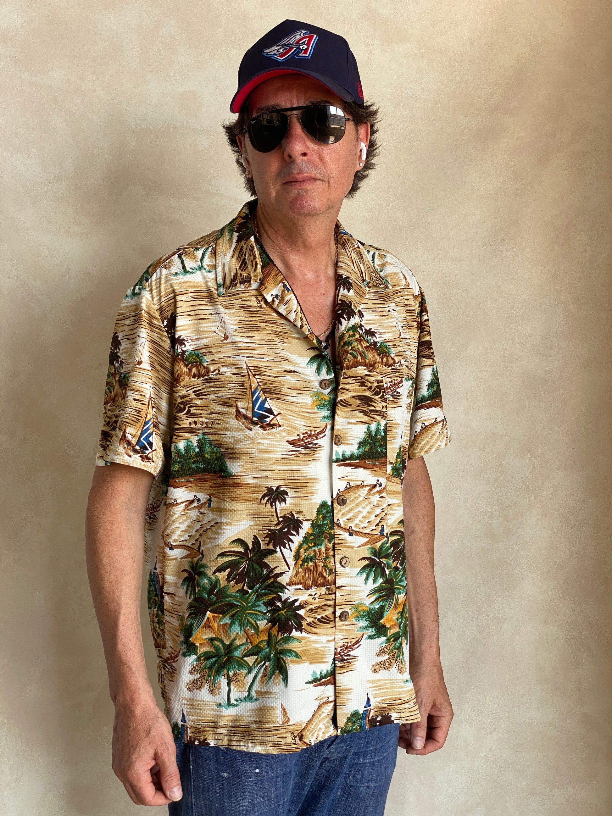Size Large. Vintage 90s Polyester Hawaiian shirt by Kenington - USA Vintage Bcn
