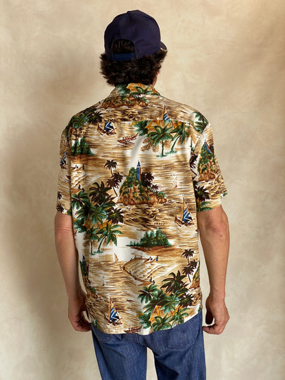 Size Large. Vintage 90s Polyester Hawaiian shirt by Kenington-AJ357 Studio