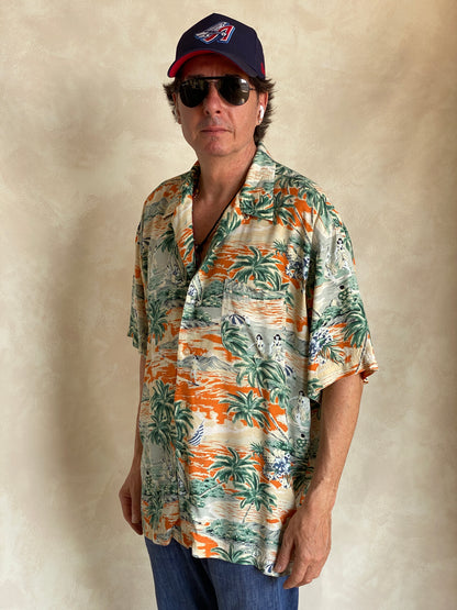 Size Large. Vintage 90s Rayon Hawaiian shirt by American Eagle-AJ357 Studio