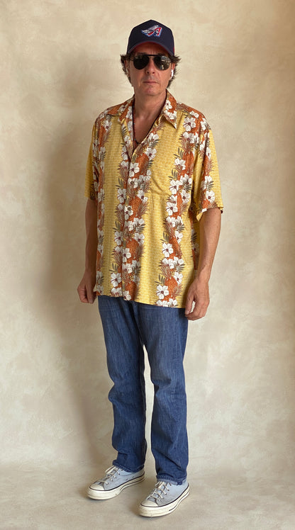 Size Large. Vintage 90s Rayon Hawaiian shirt by Puritan-AJ357 Studio