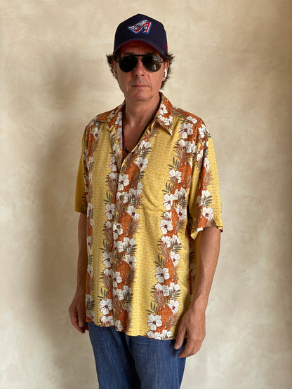 Size Large. Vintage 90s Rayon Hawaiian shirt by Puritan-AJ357 Studio