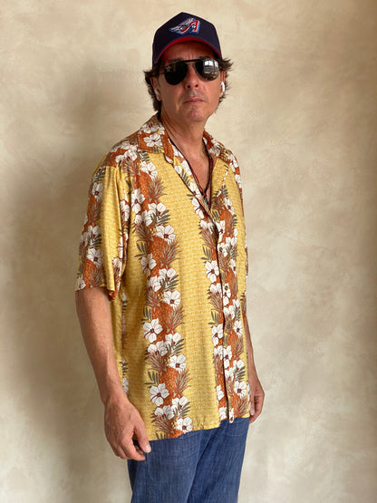 Size Large. Vintage 90s Rayon Hawaiian shirt by Puritan-AJ357 Studio