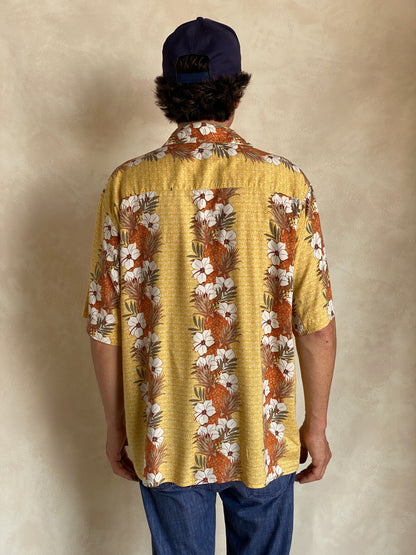 Size Large. Vintage 90s Rayon Hawaiian shirt by Puritan-AJ357 Studio