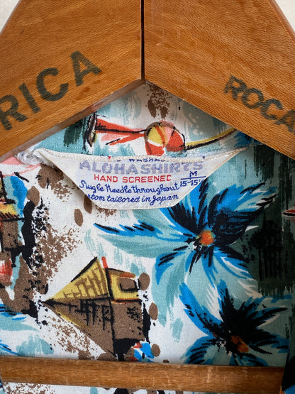 Size Medium. Vintage 90s Rayon Hawaiian shirt by Aloha Shirts Made in Japan-AJ357 Studio