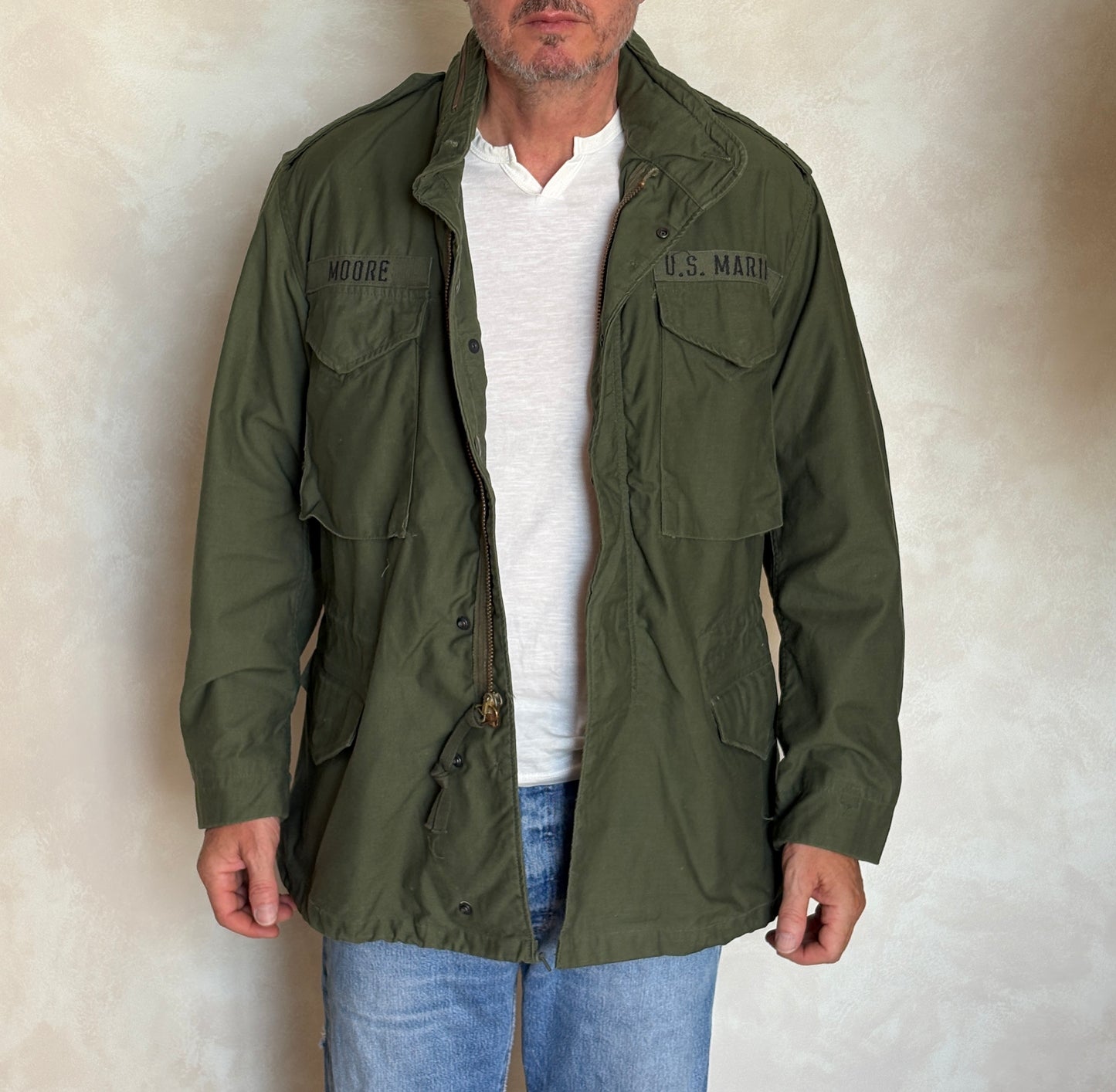 Authentic US Army M-65 Field Jacket by Alpha Industries – Vintage Military Combat Coat – Made in USA | Size Medium Regular | AJ357 Studio