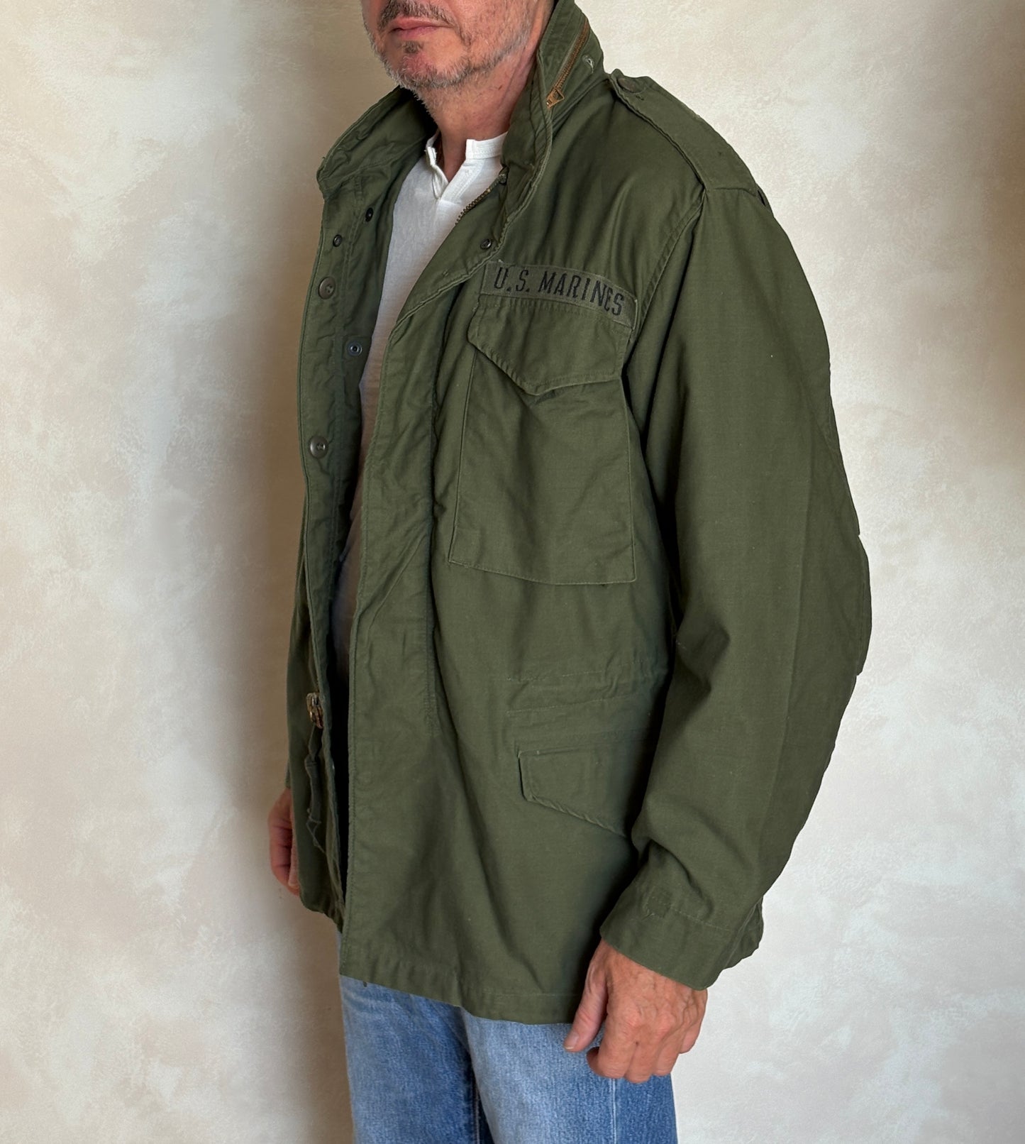 Authentic US Army M-65 Field Jacket by Alpha Industries – Vintage Military Combat Coat – Made in USA | Size Medium Regular | AJ357 Studio