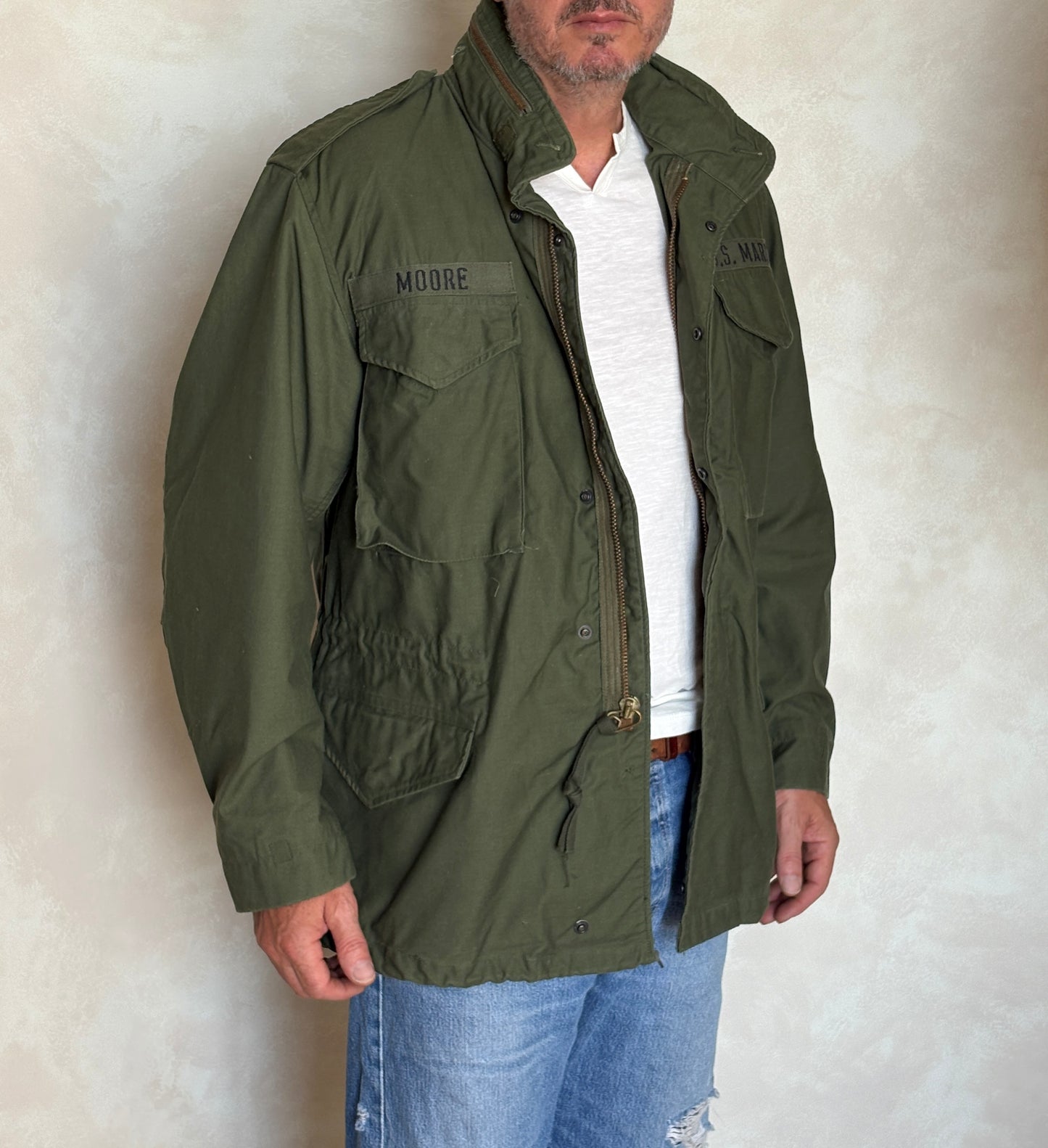 Authentic US Army M-65 Field Jacket by Alpha Industries – Vintage Military Combat Coat – Made in USA | Size Medium Regular | AJ357 Studio