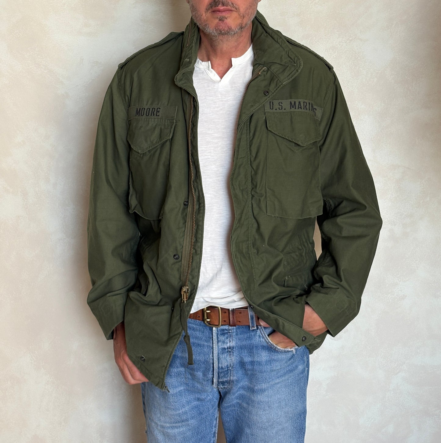 Authentic US Army M-65 Field Jacket by Alpha Industries – Vintage Military Combat Coat – Made in USA | Size Medium Regular | AJ357 Studio