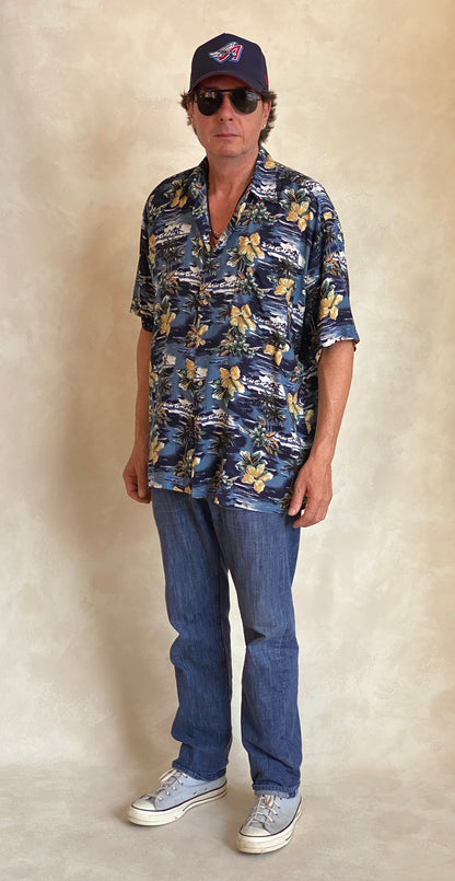 Size Large. Vintage 90s Rayon Hawaiian shirt by Natural Issue-AJ357 Studio