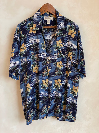 Size Large. Vintage 90s Rayon Hawaiian shirt by Natural Issue-AJ357 Studio