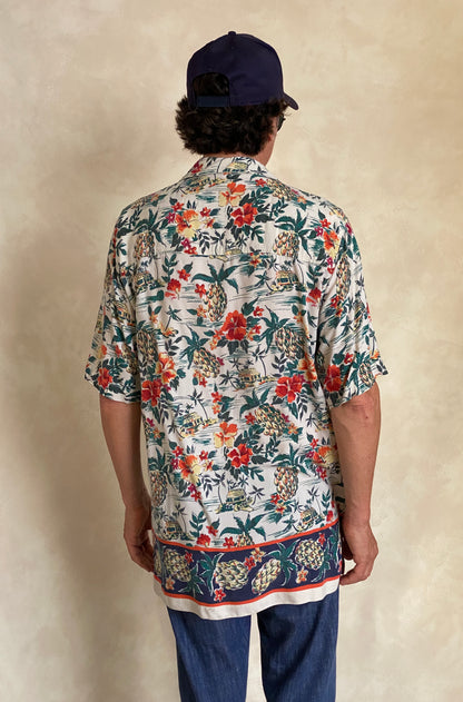 Size Large Long. Vintage 90s Rayon Hawaiian shirt-AJ357 Studio