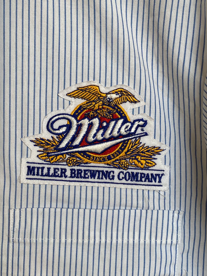 Large. Vintage Miller stripe Work shirt Made in USA-AJ357 Studio