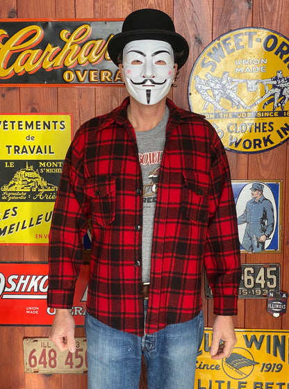 Size Small, 50s Chippewa wool shirt made in USA buffalo plaid-AJ357 Studio