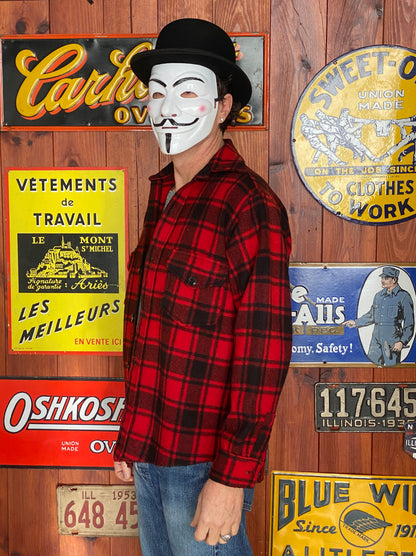 Size Small, 50s Chippewa wool shirt made in USA buffalo plaid-AJ357 Studio