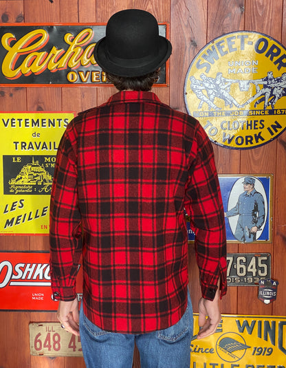 Size Small, 50s Chippewa wool shirt made in USA buffalo plaid-AJ357 Studio