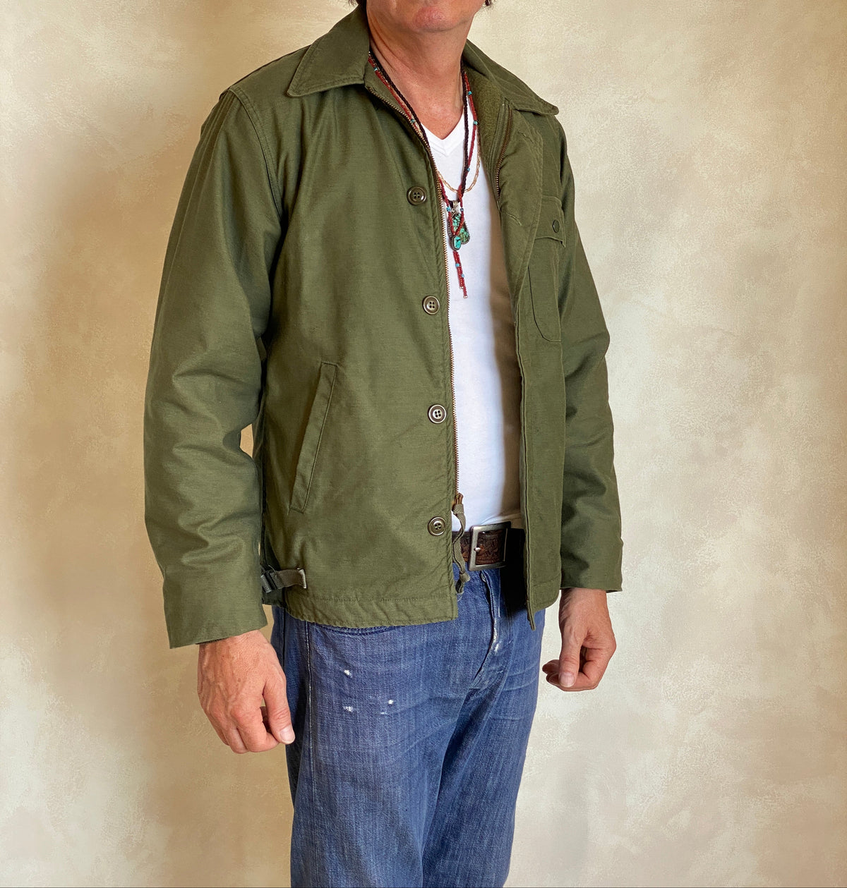 US Navy A-2 Deck Jacket — 1985 Issue, Authentic Military Outerwear- Size Small-AJ357 Studio
