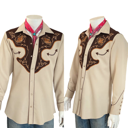 Size Med. Vintage 70s embroidered H Bar C western shirt-AJ357 Studio