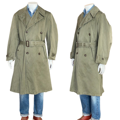 Medium Regular Authentic US Army 50s Trench Coat | Classic Military Outerwear-AJ357 Studio