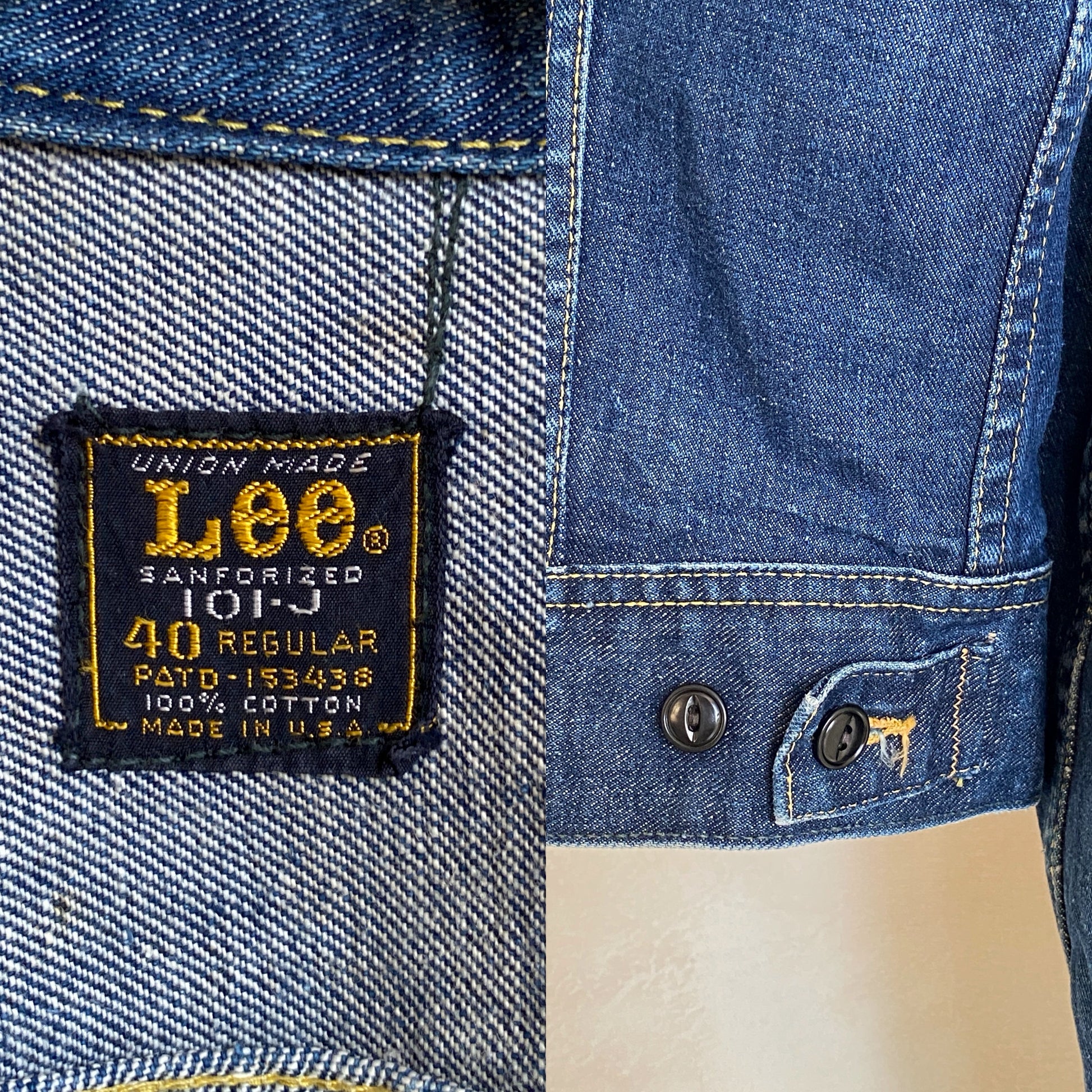 vintage 60s lee 101j denim jacket sanforized union made in usa size 40us 50eu aj357 studio