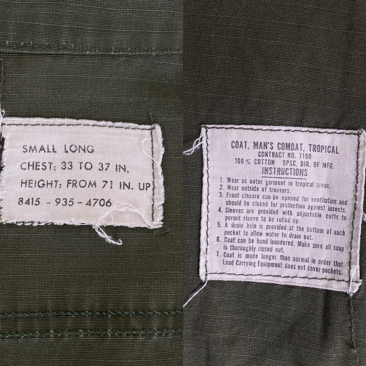 Authentic 60s US Army Vintage Vietnam Jungle Jacket | Size Small Long | Timeless Military Style-AJ357 Studio