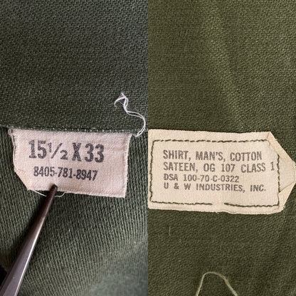 Medium Authentic 1970 US Army Vintage Vietnam Fatigue Shirt | Classic Military Style | USA Vintage BCN-AJ357 Studio