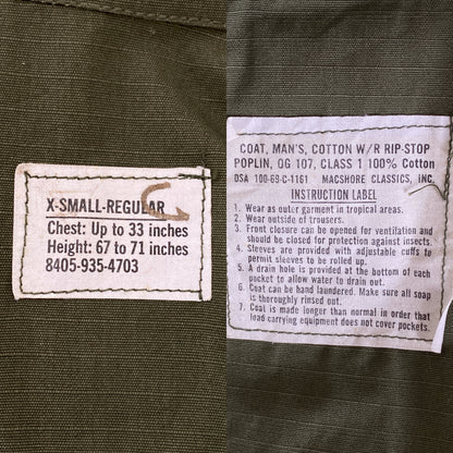 X Small Reg. Authentic 1969 US Army vintage Vietnam jungle jacket.-AJ357 Studio