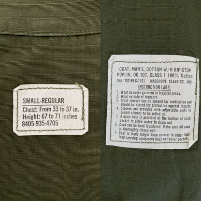 Small Reg. Authentic 1969 US Army Vintage Vietnam Jungle Jacket. Military-AJ357 Studio